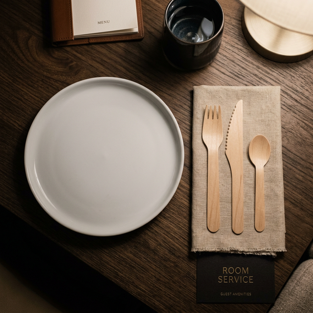 Birchwood cutlery arrangement