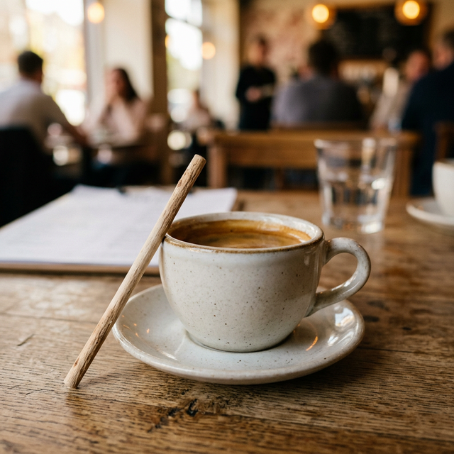 Coffee stirrers in cup