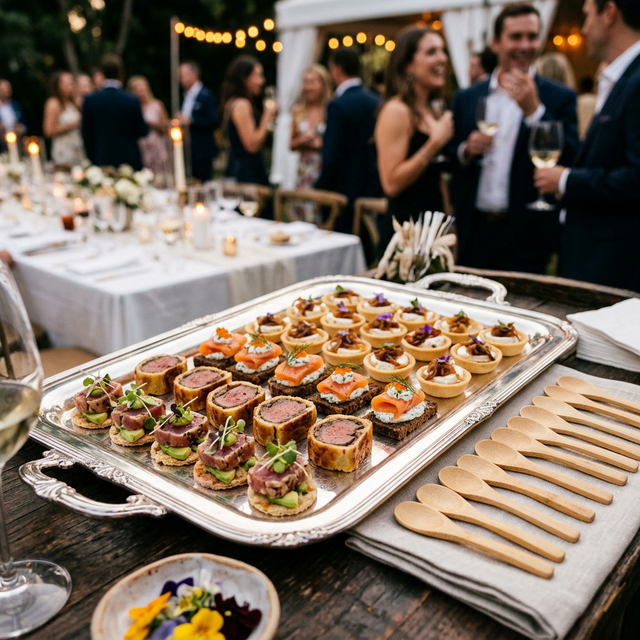 Catering tray with birchwood